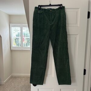 Boys green corduroy pants.  Perfect for Christmas!